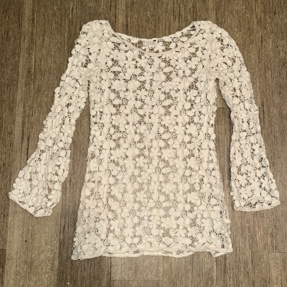 Pacsun L.A. Hearts Knit Cream Flower Beach Swimsuit Coverup - Medium